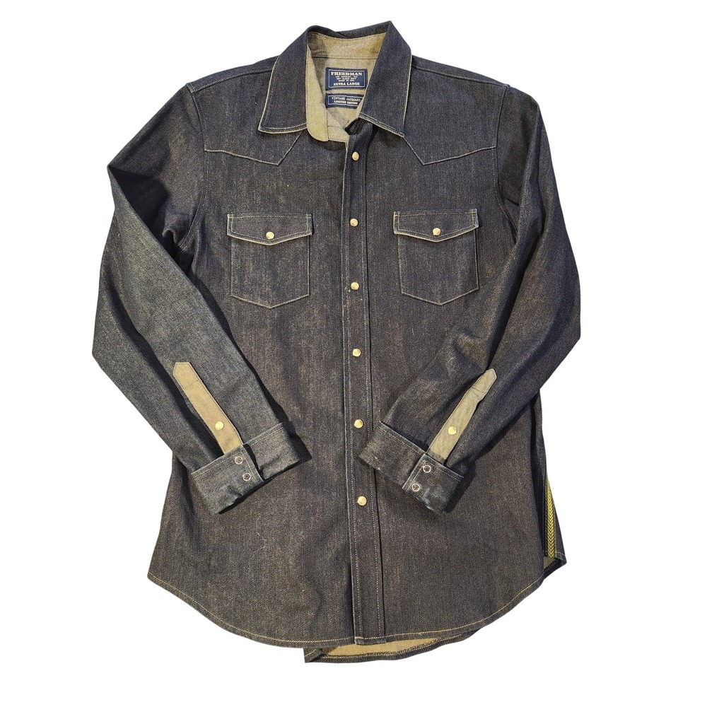 Freedman Shirt Mens XL Blue Denim Limited Edition Vintage Jacquard Made in USA